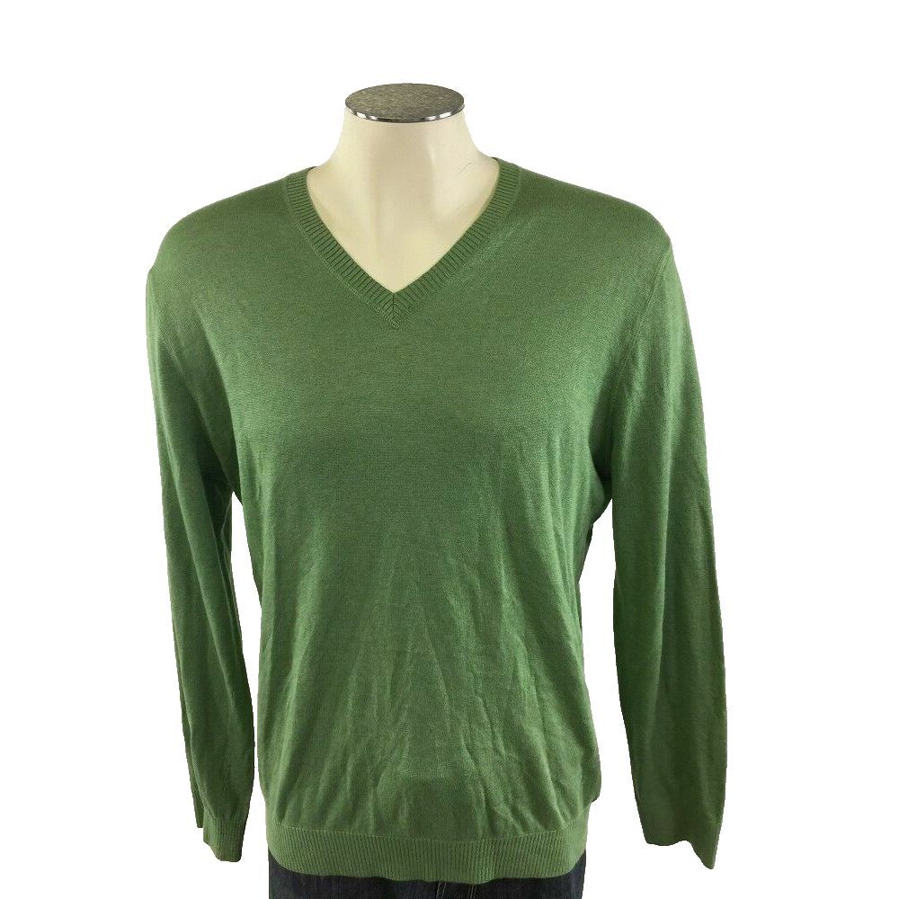 Banana Republic Linen Silk‎ VNeck Sweater L Green Golf Mens